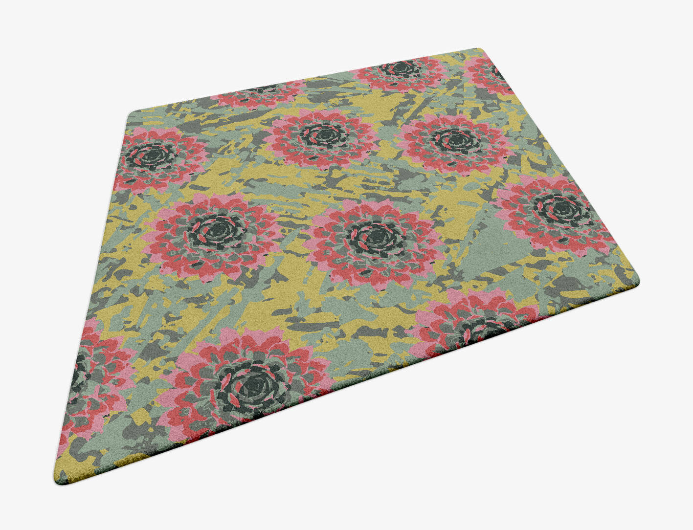 Water Lily Floral Diamond Hand Tufted Pure Wool Custom Rug by Rug Artisan