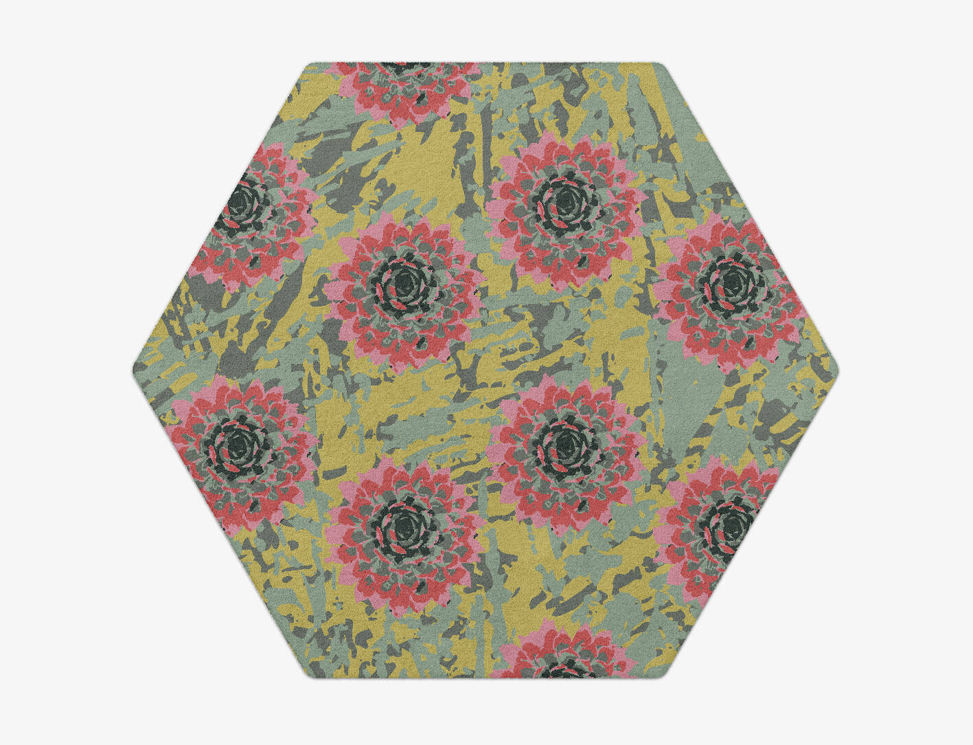 Water Lily Floral Hexagon Hand Tufted Pure Wool Custom Rug by Rug Artisan