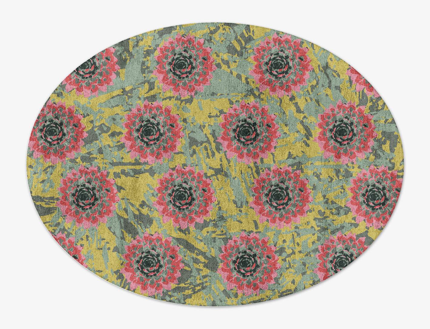 Water Lily Floral Oval Hand Tufted Bamboo Silk Custom Rug by Rug Artisan