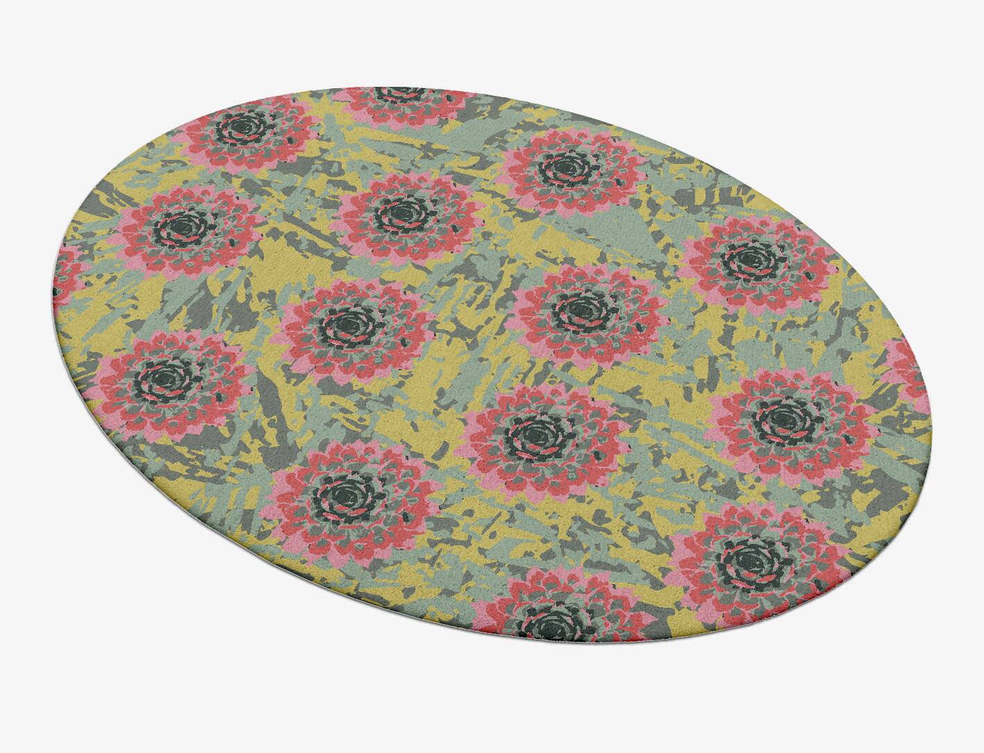 Water Lily Floral Oval Hand Tufted Pure Wool Custom Rug by Rug Artisan