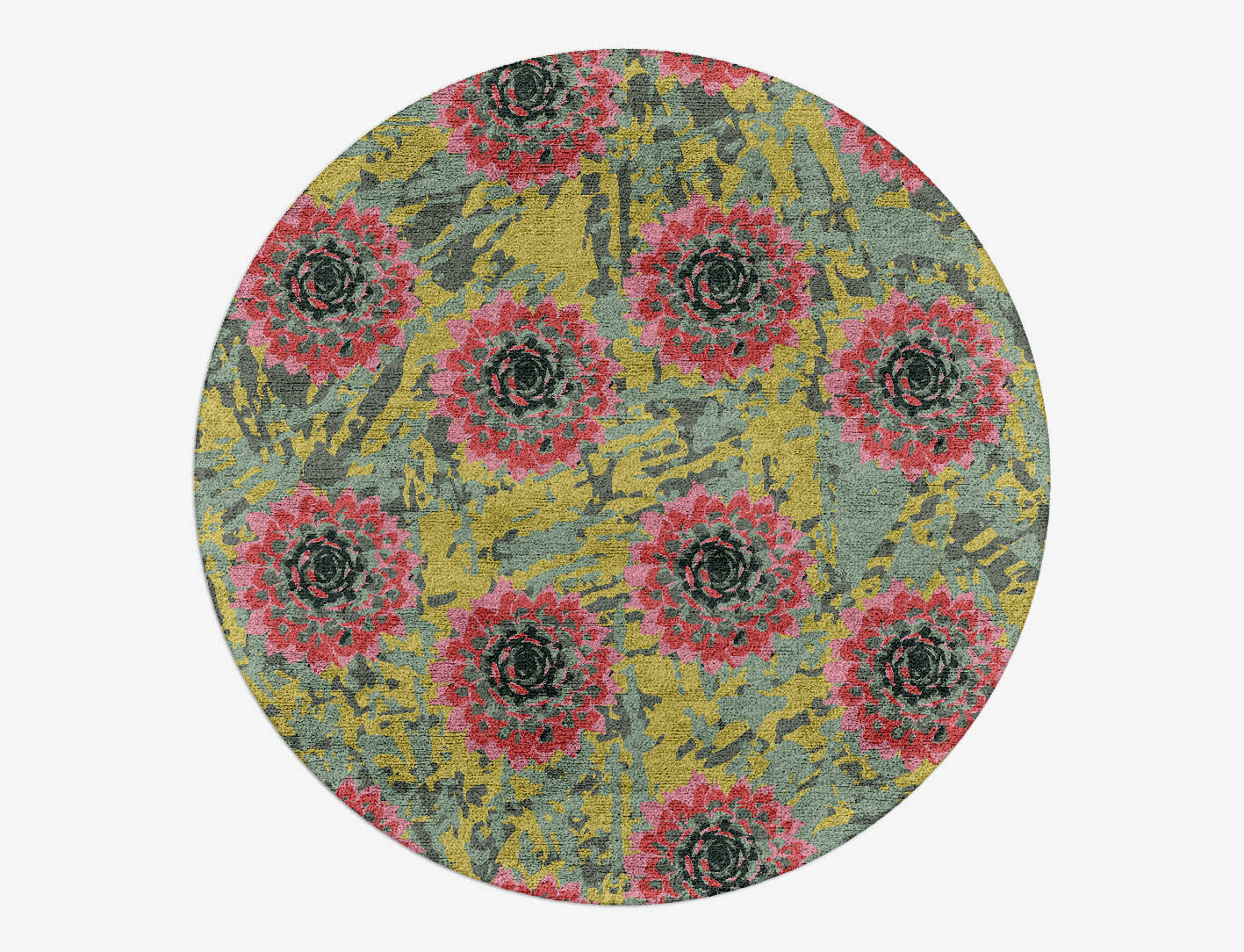 Water Lily Floral Round Hand Tufted Bamboo Silk Custom Rug by Rug Artisan