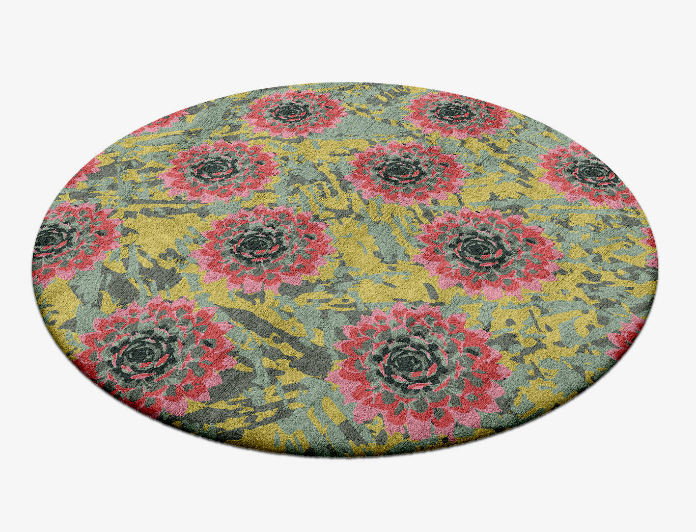 Water Lily Floral Round Hand Tufted Bamboo Silk Custom Rug by Rug Artisan