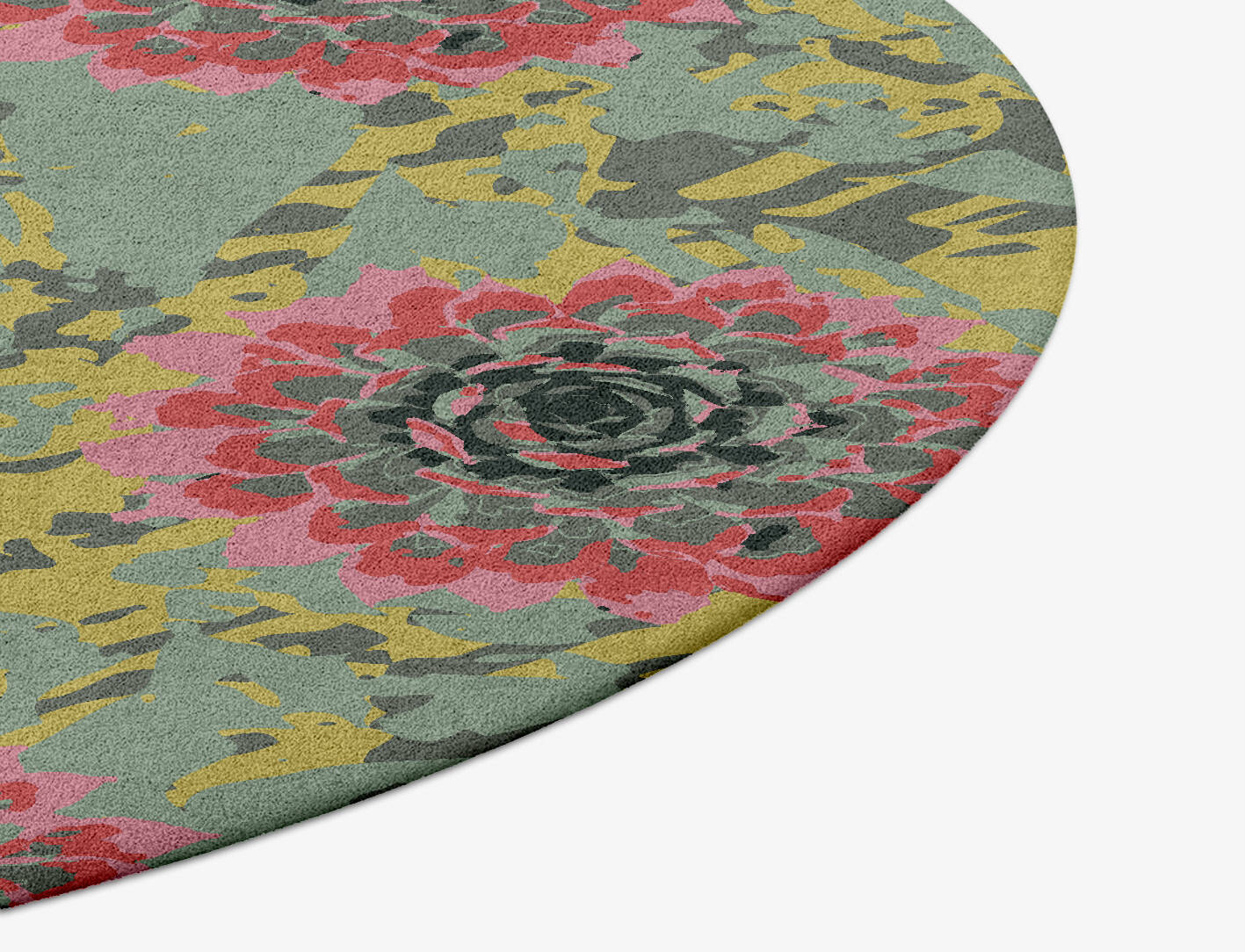 Water Lily Floral Round Hand Tufted Pure Wool Custom Rug by Rug Artisan
