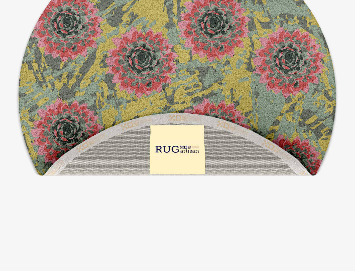 Water Lily Floral Round Hand Tufted Pure Wool Custom Rug by Rug Artisan