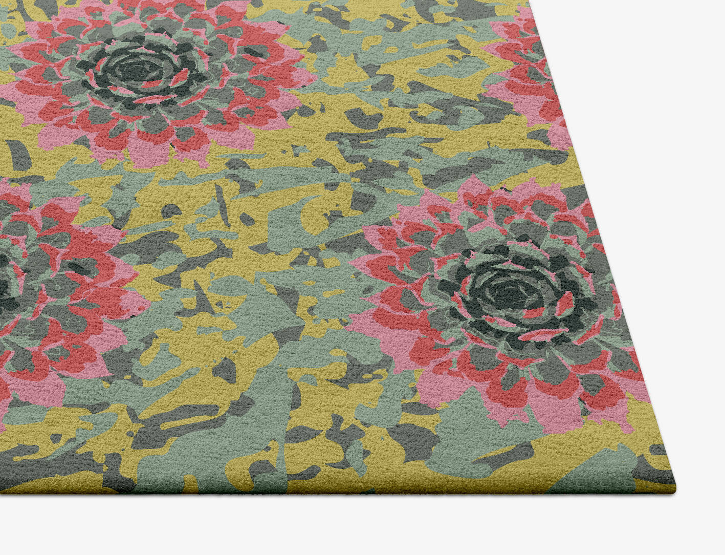 Water Lily Floral Square Hand Tufted Pure Wool Custom Rug by Rug Artisan