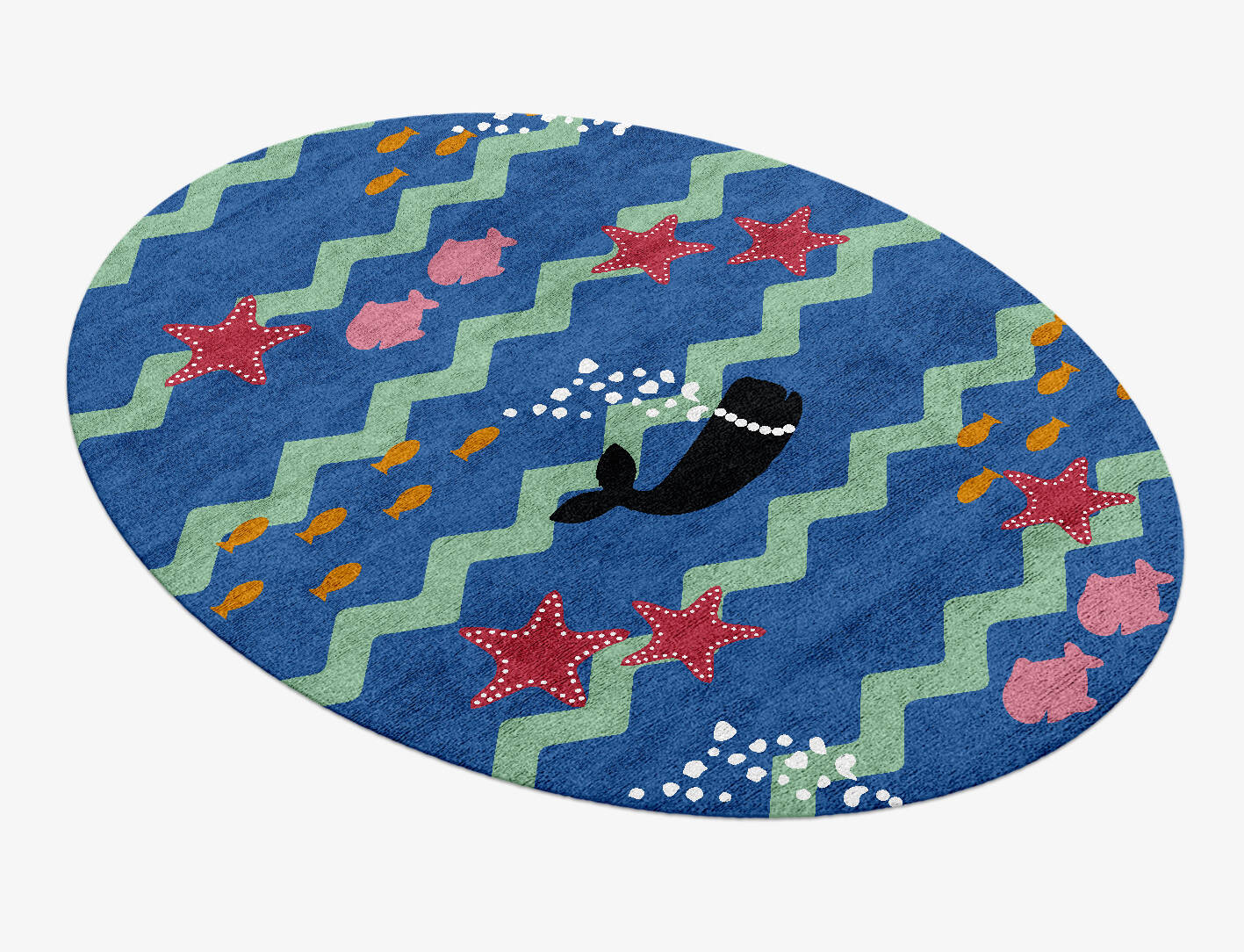 Water World Kids Oval Hand Knotted Bamboo Silk Custom Rug by Rug Artisan