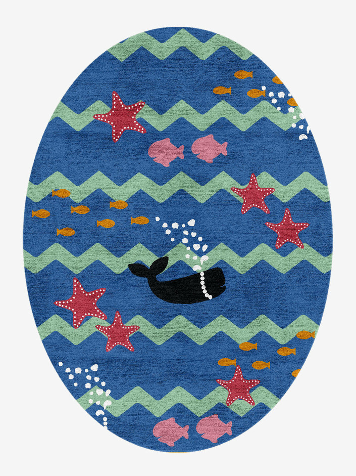 Water World Kids Oval Hand Knotted Bamboo Silk Custom Rug by Rug Artisan