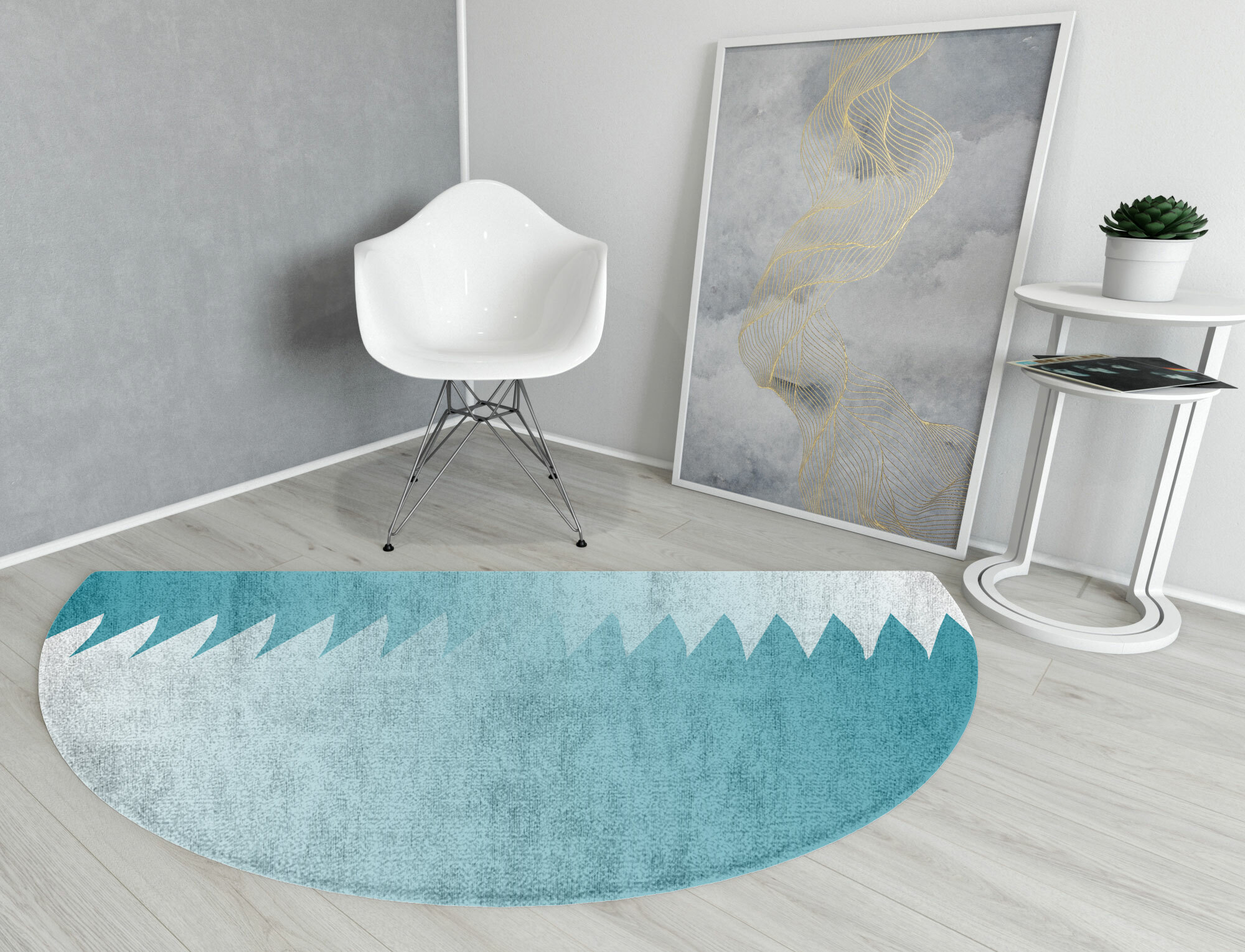 Wave Ombre Halfmoon Hand Knotted Bamboo Silk Custom Rug by Rug Artisan