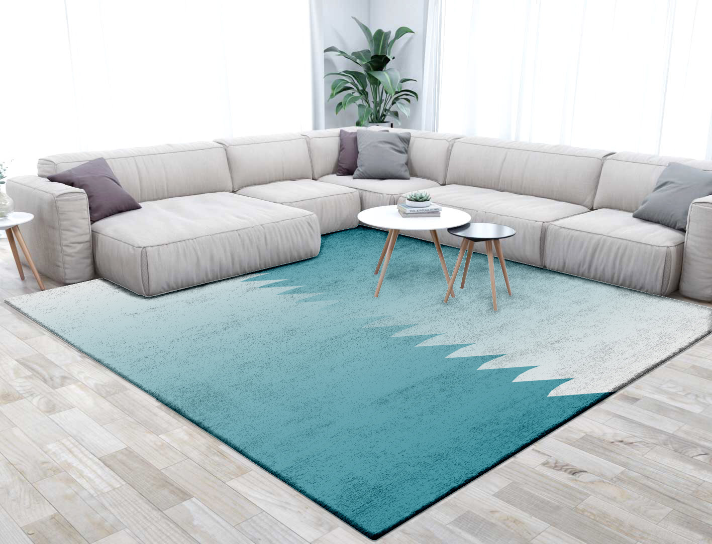 Wave Ombre Square Hand Tufted Bamboo Silk Custom Rug by Rug Artisan