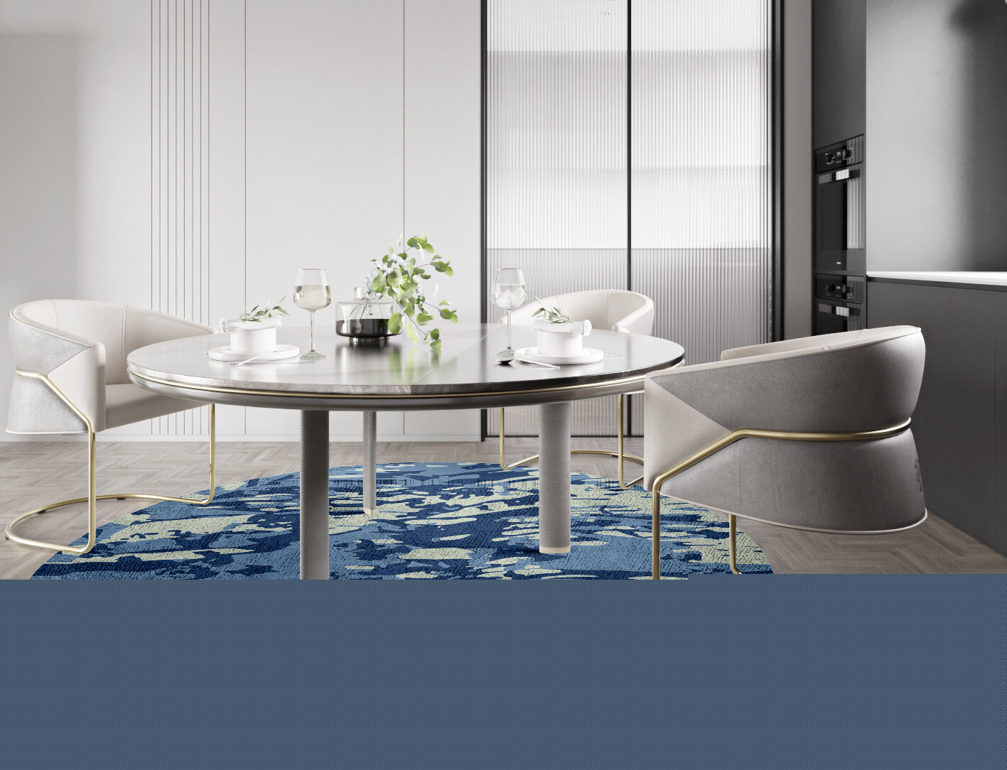 Waves Surface Art Round Hand Tufted Bamboo Silk Custom Rug by Rug Artisan