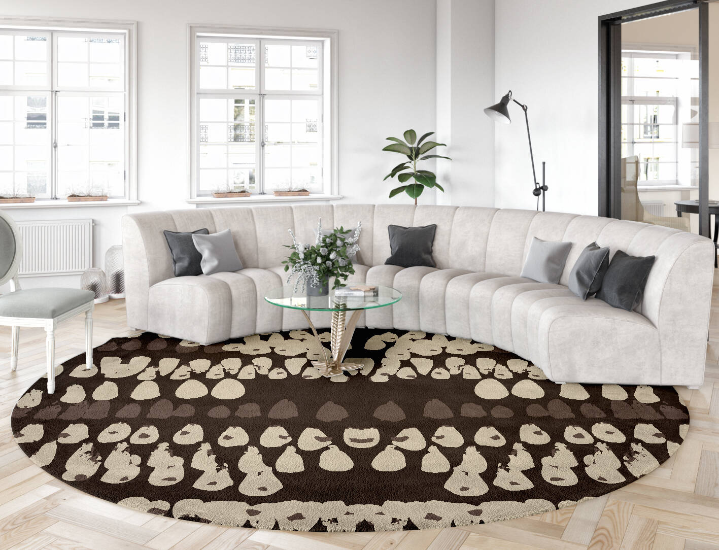 Waxen Abstract Round Hand Tufted Pure Wool Custom Rug by Rug Artisan