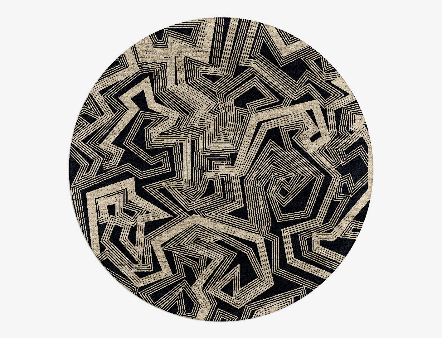 Webbed Abstract Round Hand Tufted Bamboo Silk Custom Rug by Rug Artisan