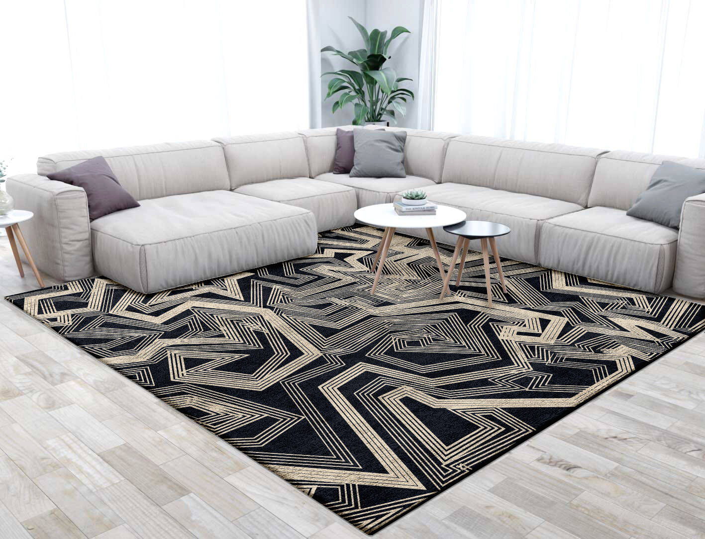 Webbed Abstract Square Hand Tufted Bamboo Silk Custom Rug by Rug Artisan