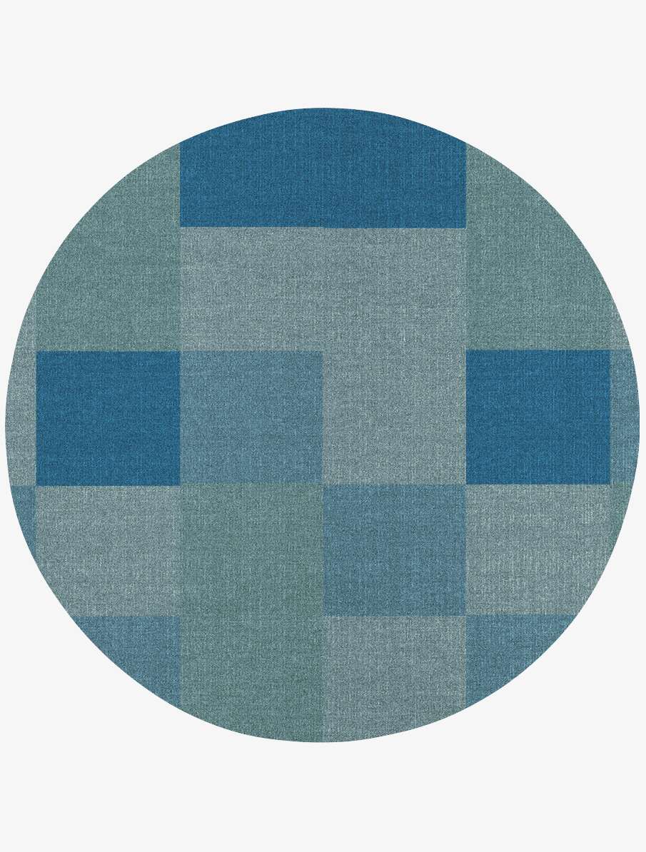 Weevil Geometric Round Flatweave New Zealand Wool Custom Rug by Rug Artisan