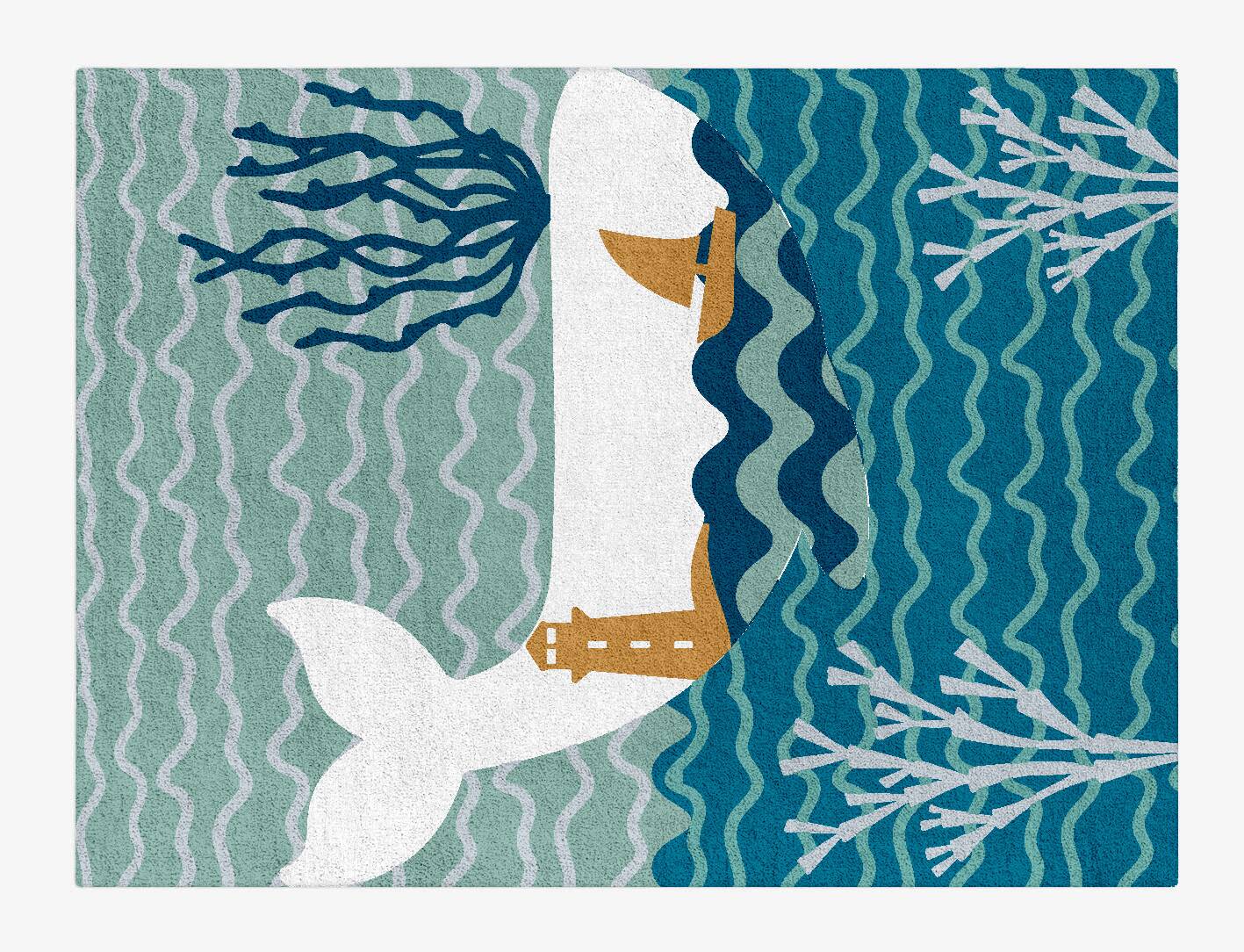 Whale Curious Mind Rectangle Hand Tufted Pure Wool Custom Rug by Rug Artisan