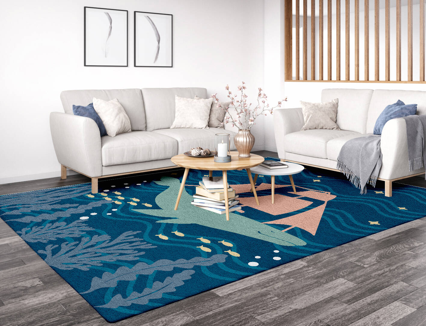 Whale Raft Curious Mind Rectangle Hand Tufted Pure Wool Custom Rug by Rug Artisan
