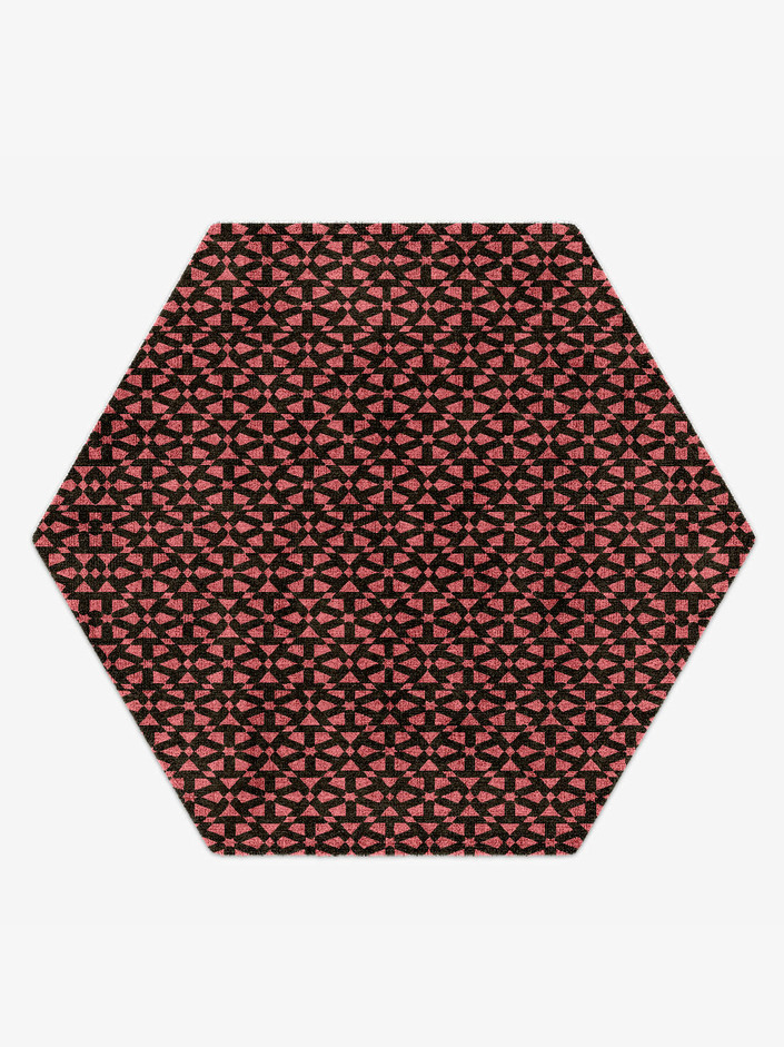 Wheels Geometric Hexagon Hand Knotted Bamboo Silk Custom Rug by Rug Artisan