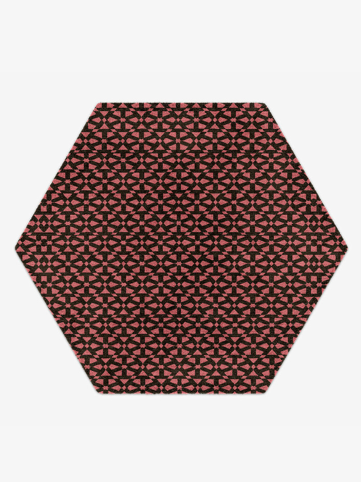 Wheels Geometric Hexagon Hand Knotted Tibetan Wool Custom Rug by Rug Artisan