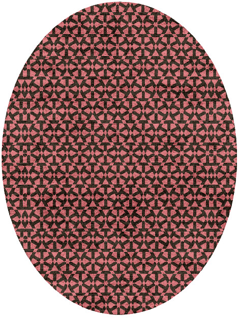 Wheels Geometric Oval Hand Tufted Bamboo Silk Custom Rug by Rug Artisan