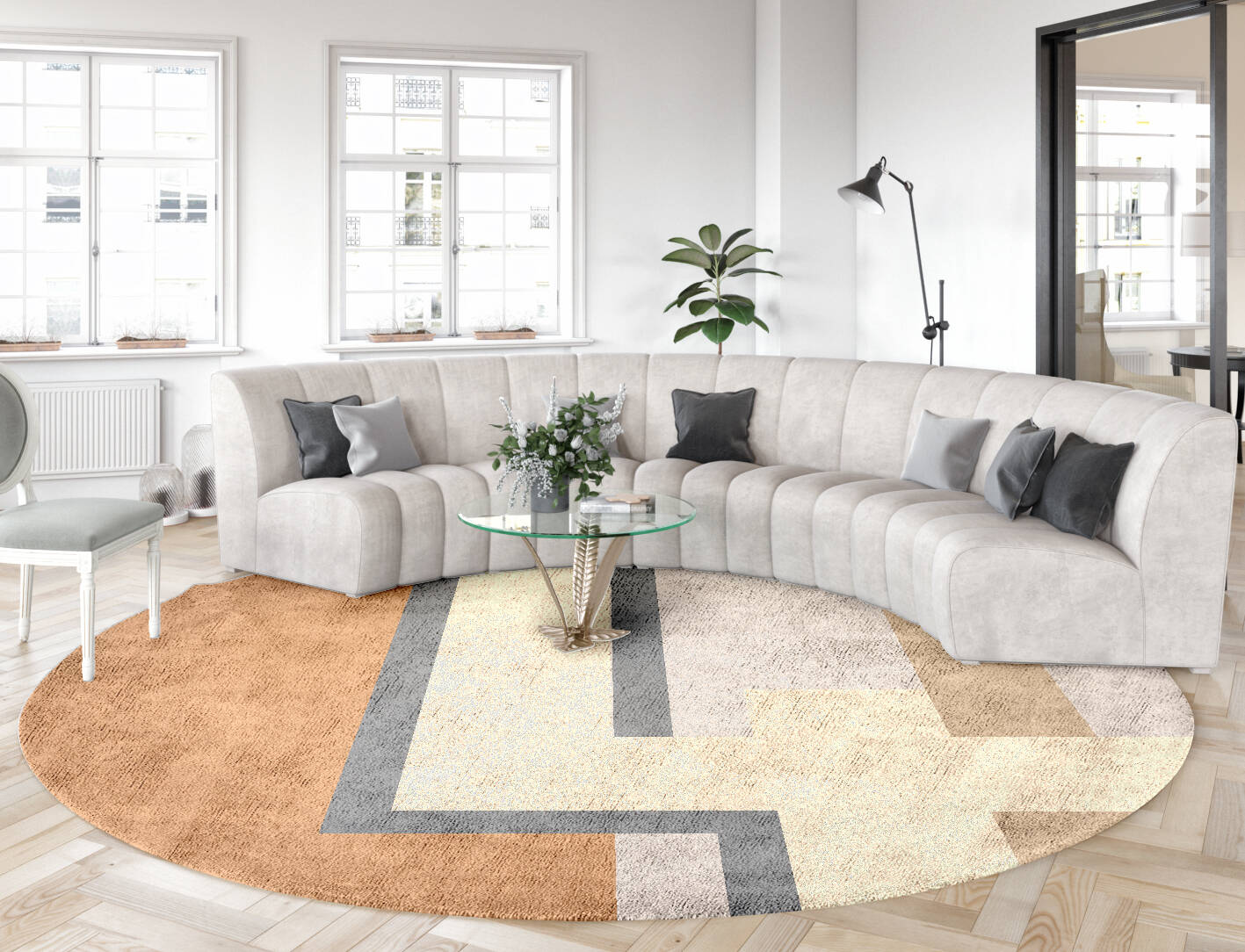 Whim  Round Hand Tufted Bamboo Silk Custom Rug by Rug Artisan