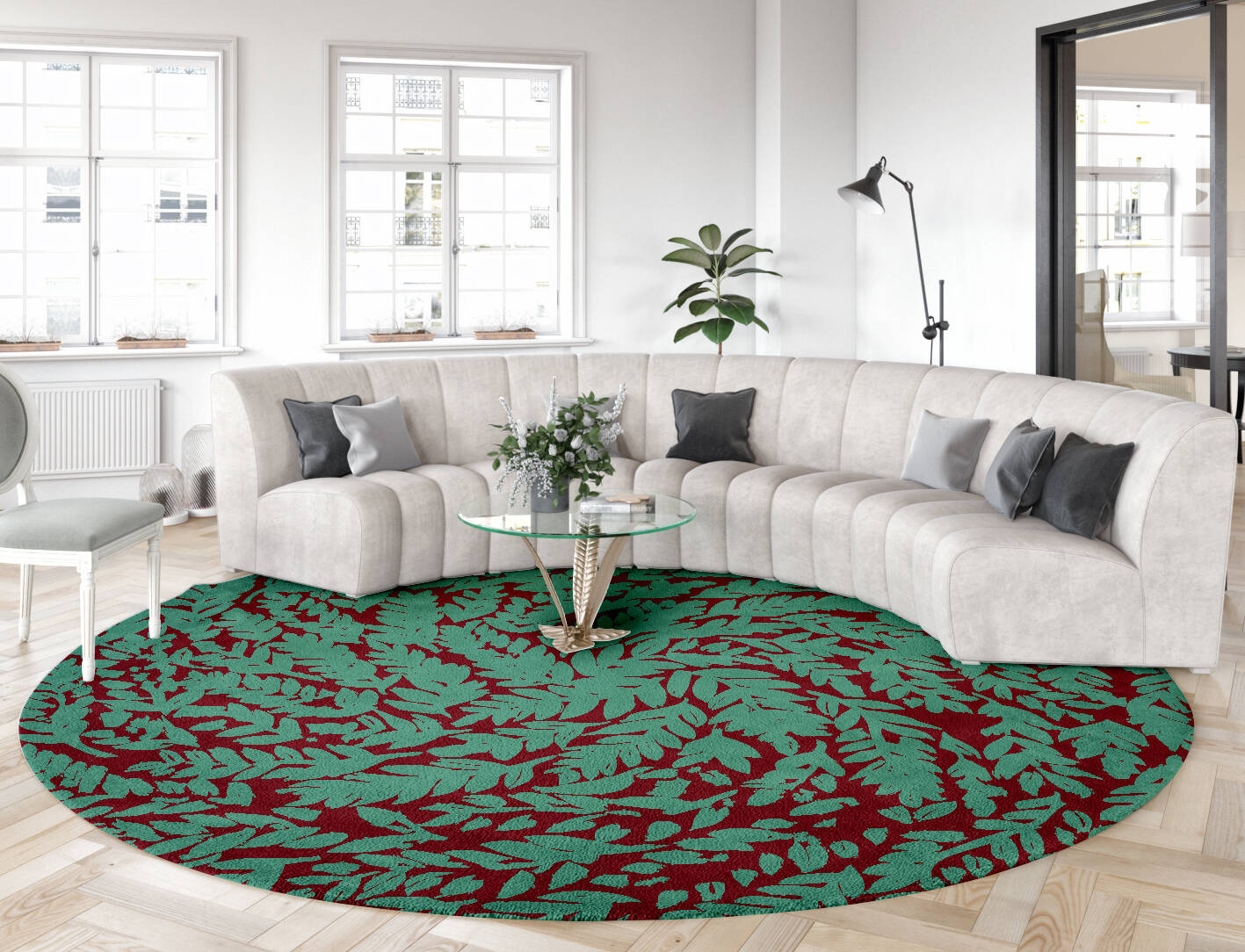 Whirl Floral Round Hand Tufted Pure Wool Custom Rug by Rug Artisan