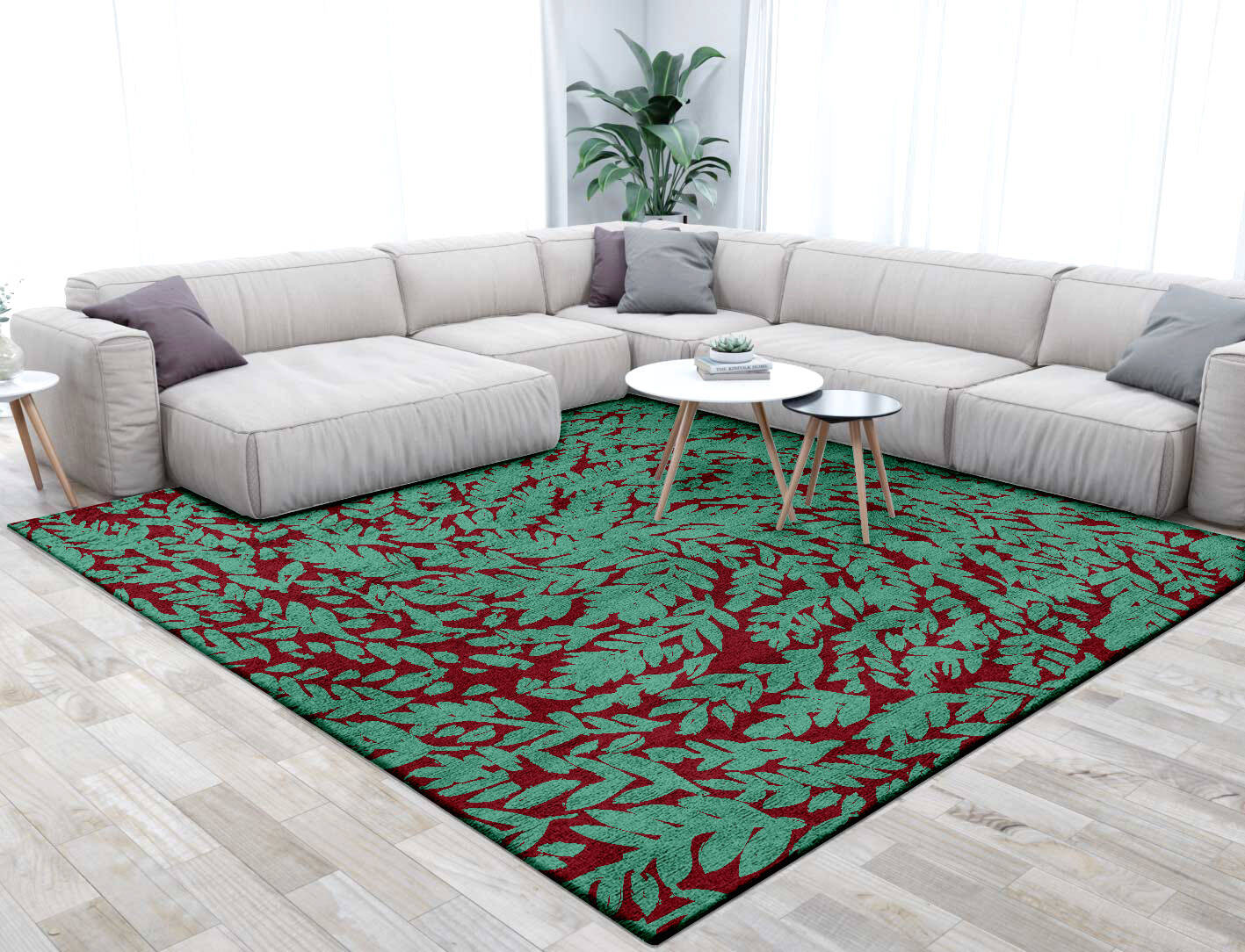 Whirl Floral Square Hand Tufted Bamboo Silk Custom Rug by Rug Artisan