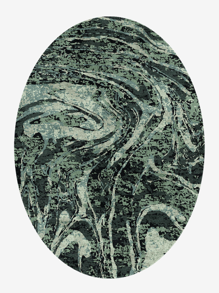 Whirlpool Surface Art Oval Hand Knotted Bamboo Silk Custom Rug by Rug Artisan