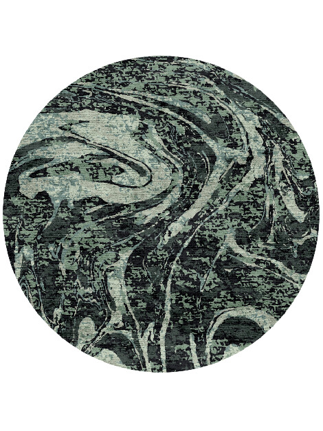 Whirlpool Surface Art Round Hand Knotted Bamboo Silk Custom Rug by Rug Artisan