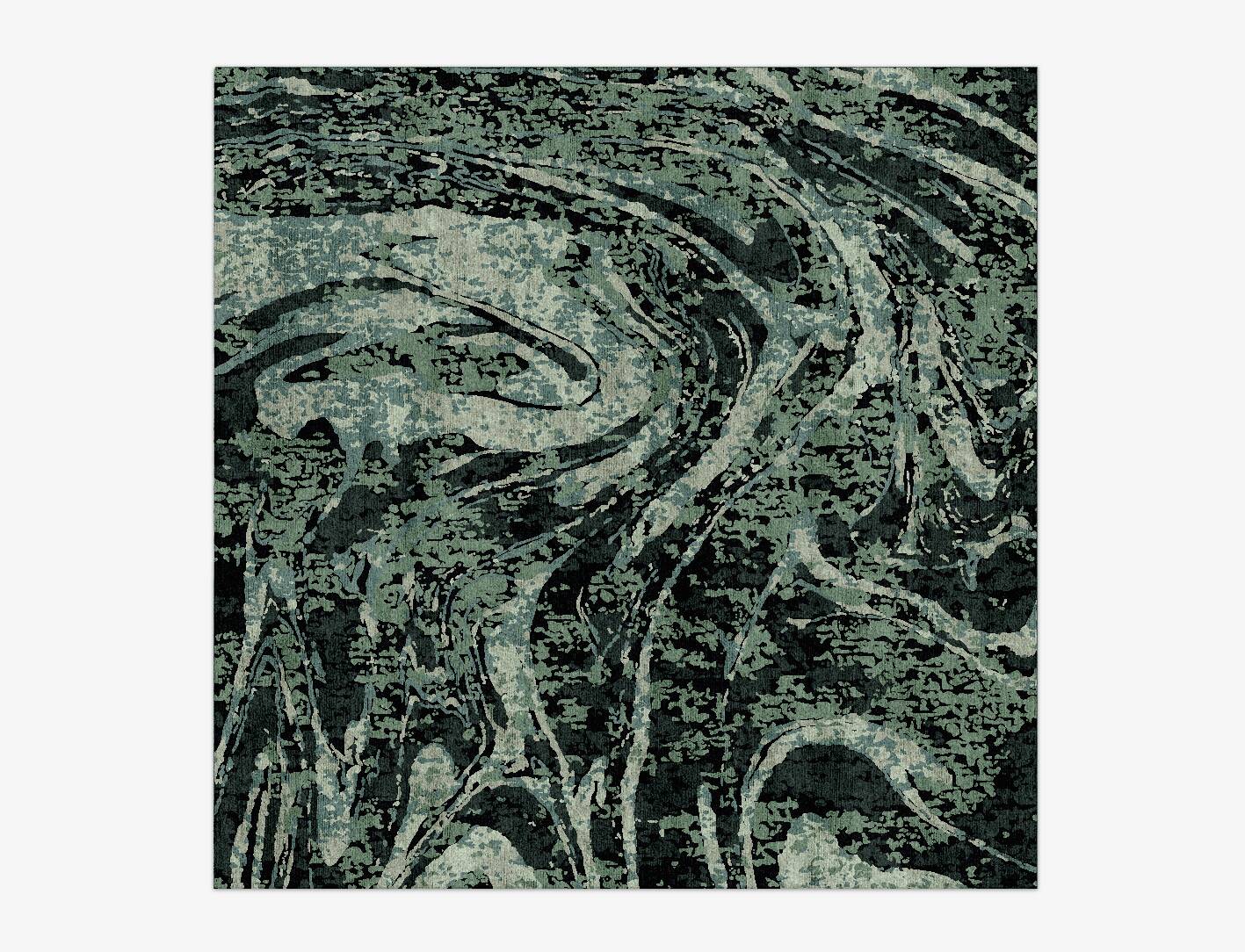 Whirlpool Surface Art Square Hand Knotted Bamboo Silk Custom Rug by Rug Artisan