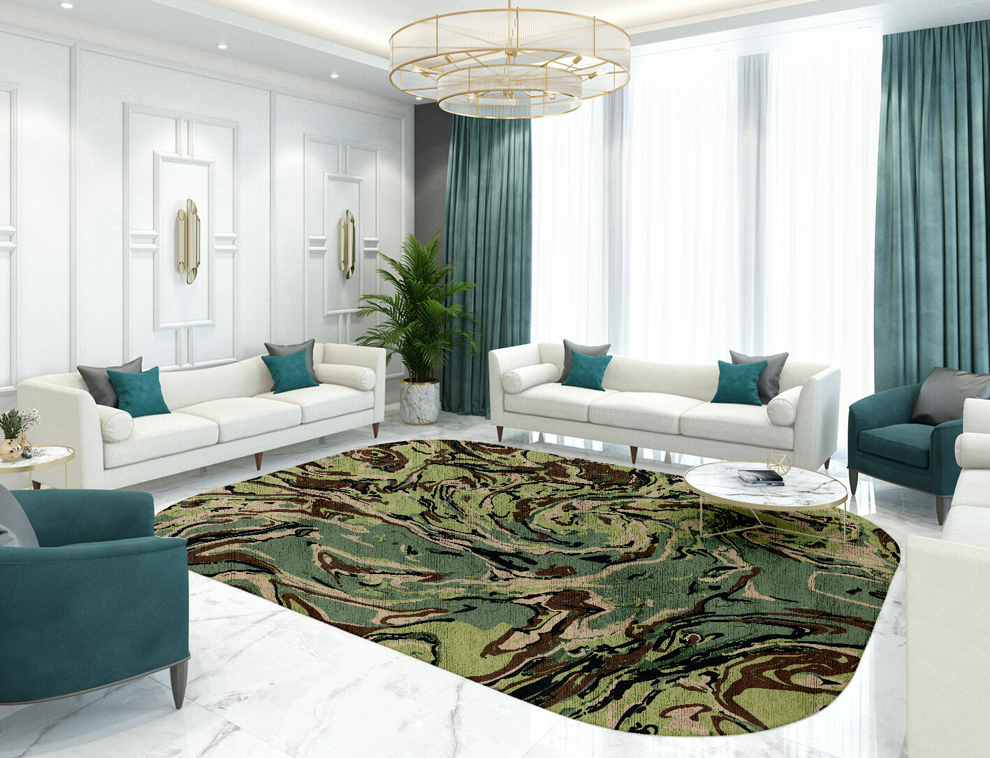 Whirly-6 Abstract Oblong Hand Tufted Bamboo Silk Custom Rug by Rug Artisan