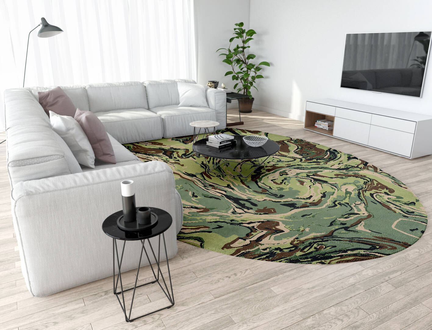 Whirly-6 Abstract Oval Hand Tufted Pure Wool Custom Rug by Rug Artisan