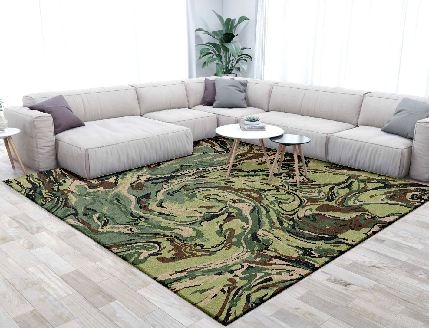 Whirly-6 Abstract Square Hand Tufted Pure Wool Custom Rug by Rug Artisan