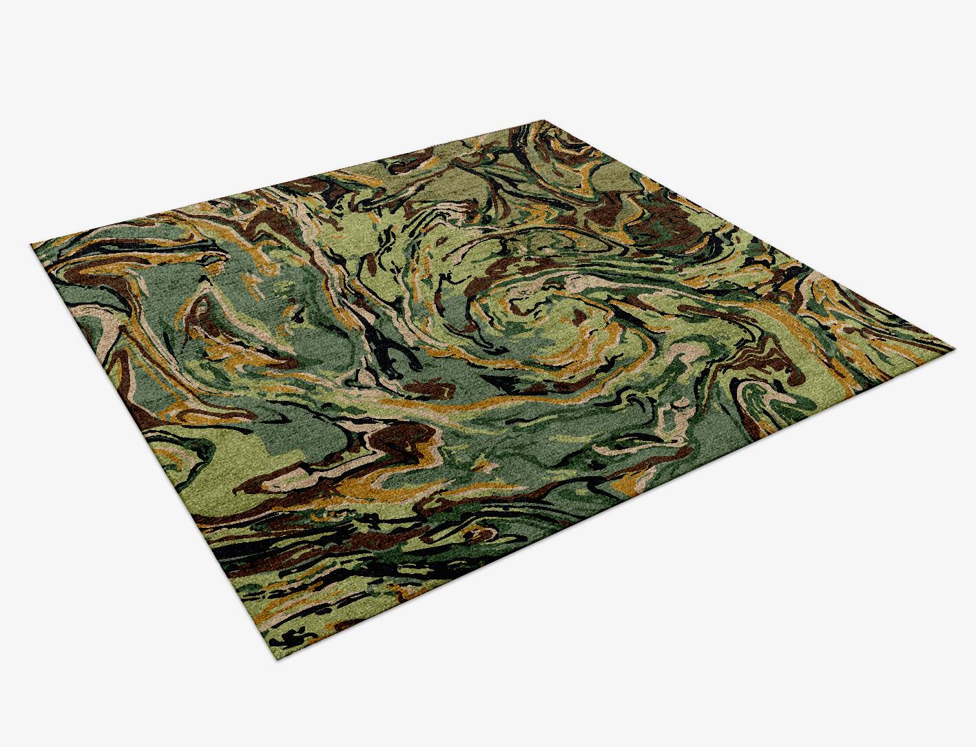 Whirly-8 Abstract Square Hand Knotted Bamboo Silk Custom Rug by Rug Artisan