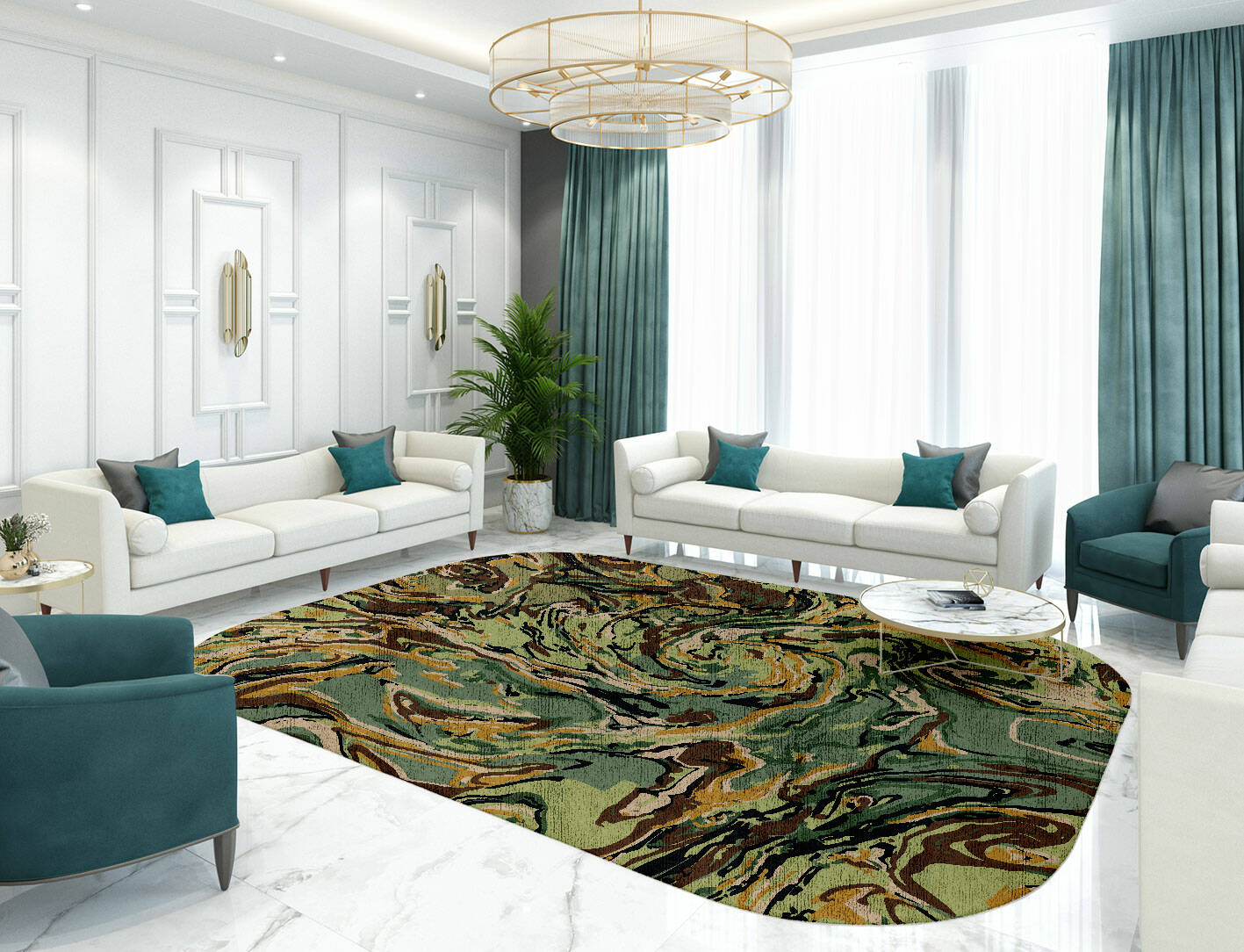 Whirly-8 Abstract Oblong Hand Tufted Bamboo Silk Custom Rug by Rug Artisan