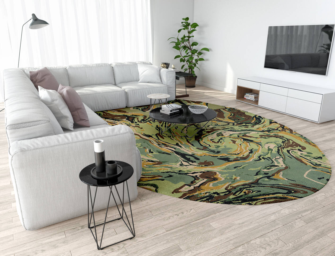 Whirly-8 Abstract Oval Hand Tufted Pure Wool Custom Rug by Rug Artisan