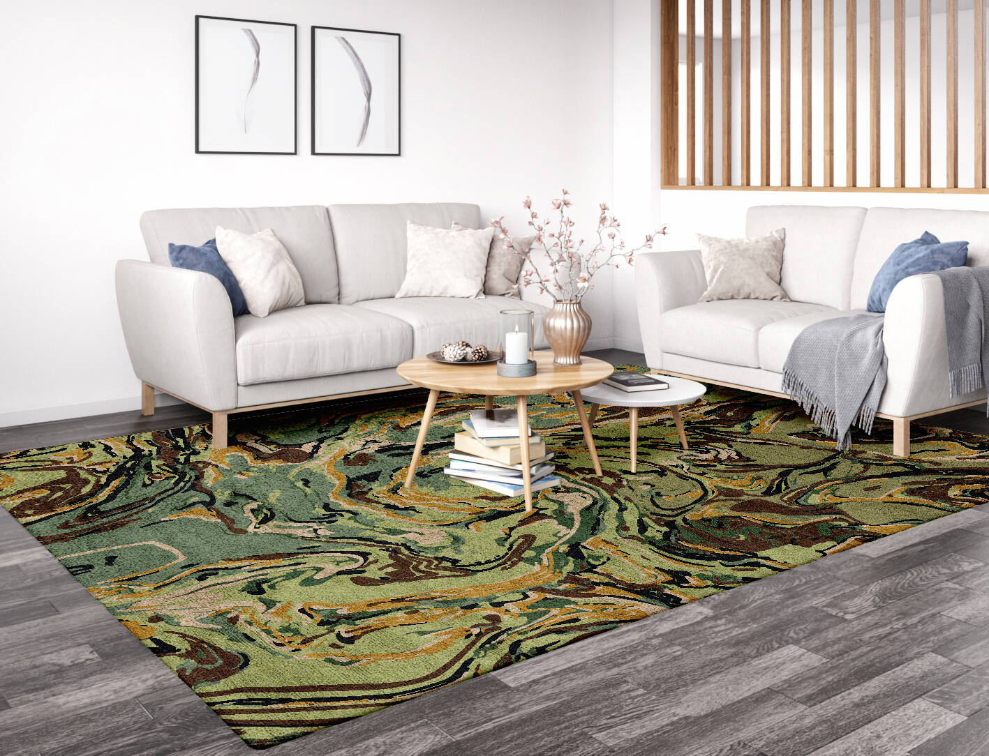 Whirly-8 Abstract Rectangle Hand Tufted Bamboo Silk Custom Rug by Rug Artisan