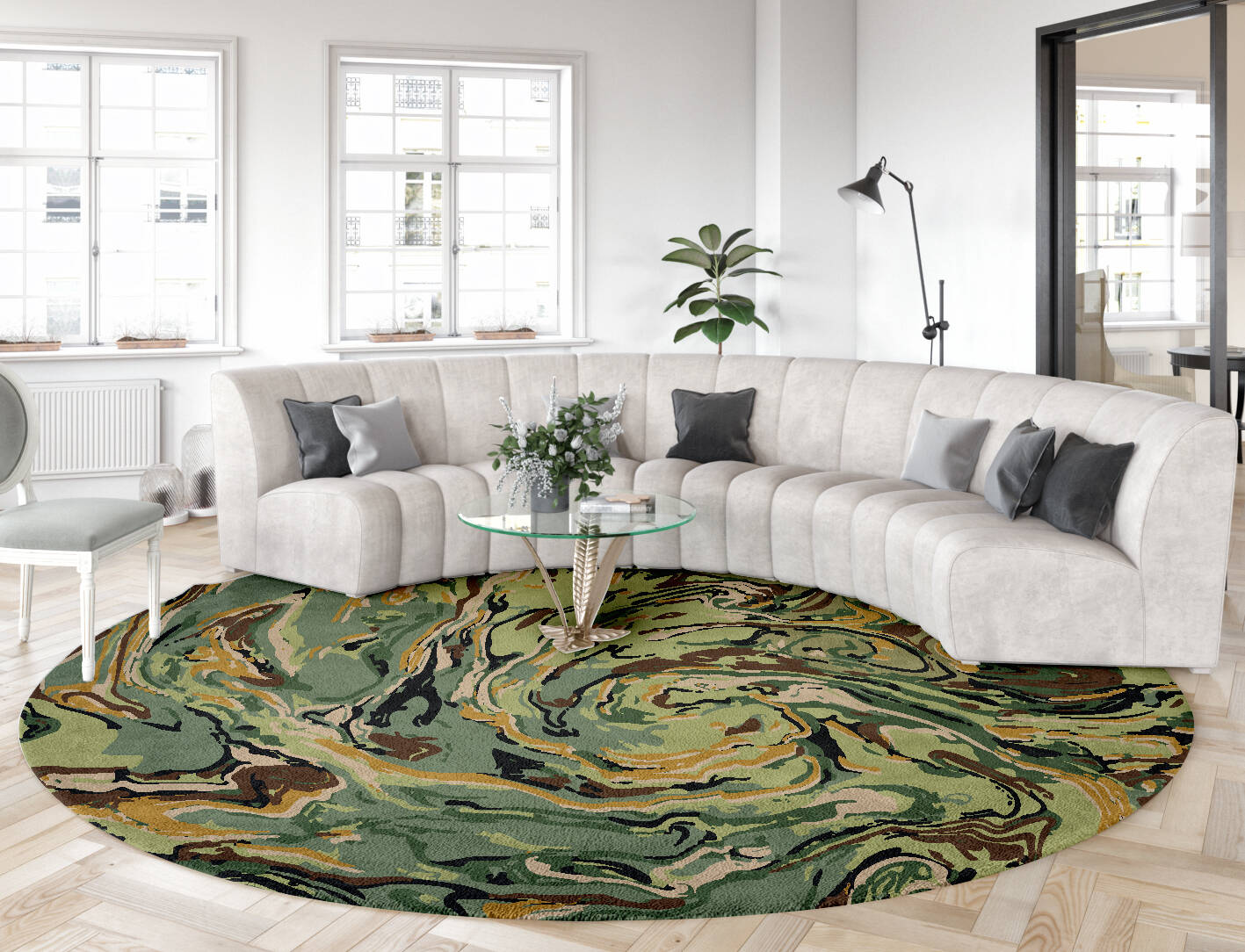 Whirly-8 Abstract Round Hand Tufted Pure Wool Custom Rug by Rug Artisan