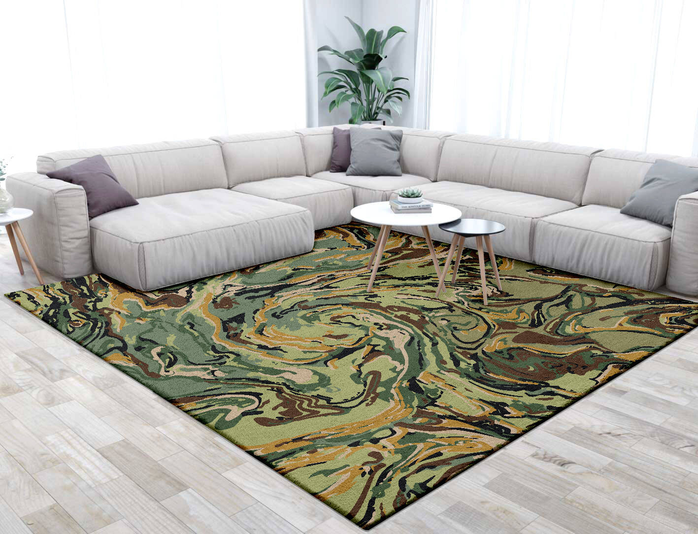 Whirly-8 Abstract Square Hand Tufted Pure Wool Custom Rug by Rug Artisan