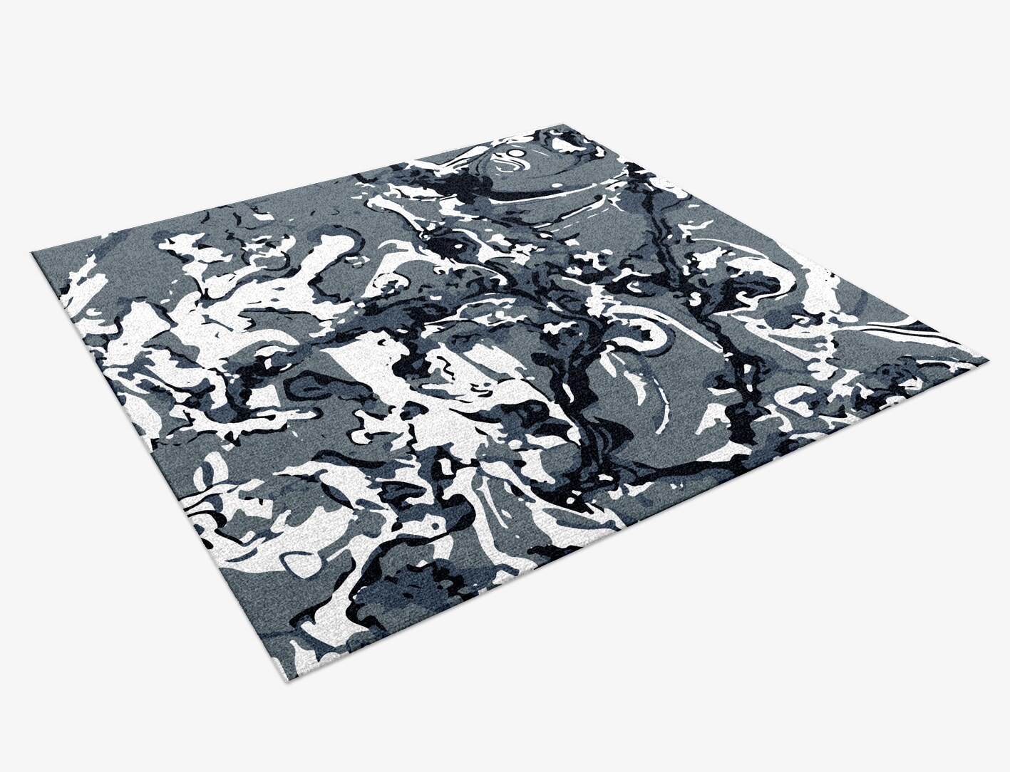 White Art Monochrome Square Hand Knotted Tibetan Wool Custom Rug by Rug Artisan