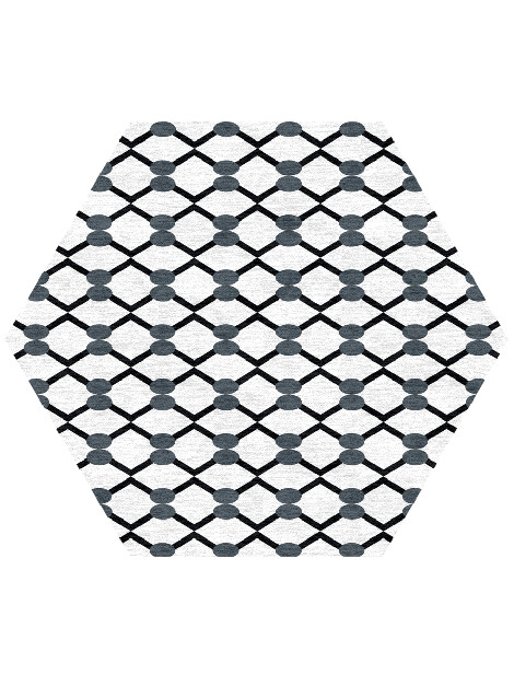 White Billiard Monochrome Hexagon Hand Knotted Tibetan Wool Custom Rug by Rug Artisan