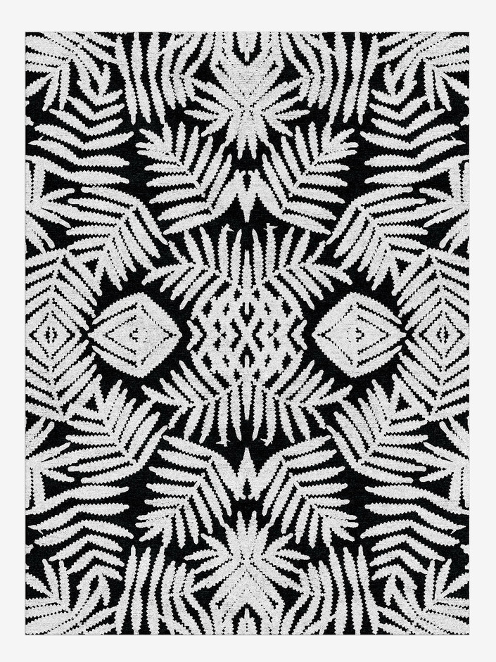 White Fern Monochrome Rectangle Hand Knotted Bamboo Silk Custom Rug by Rug Artisan