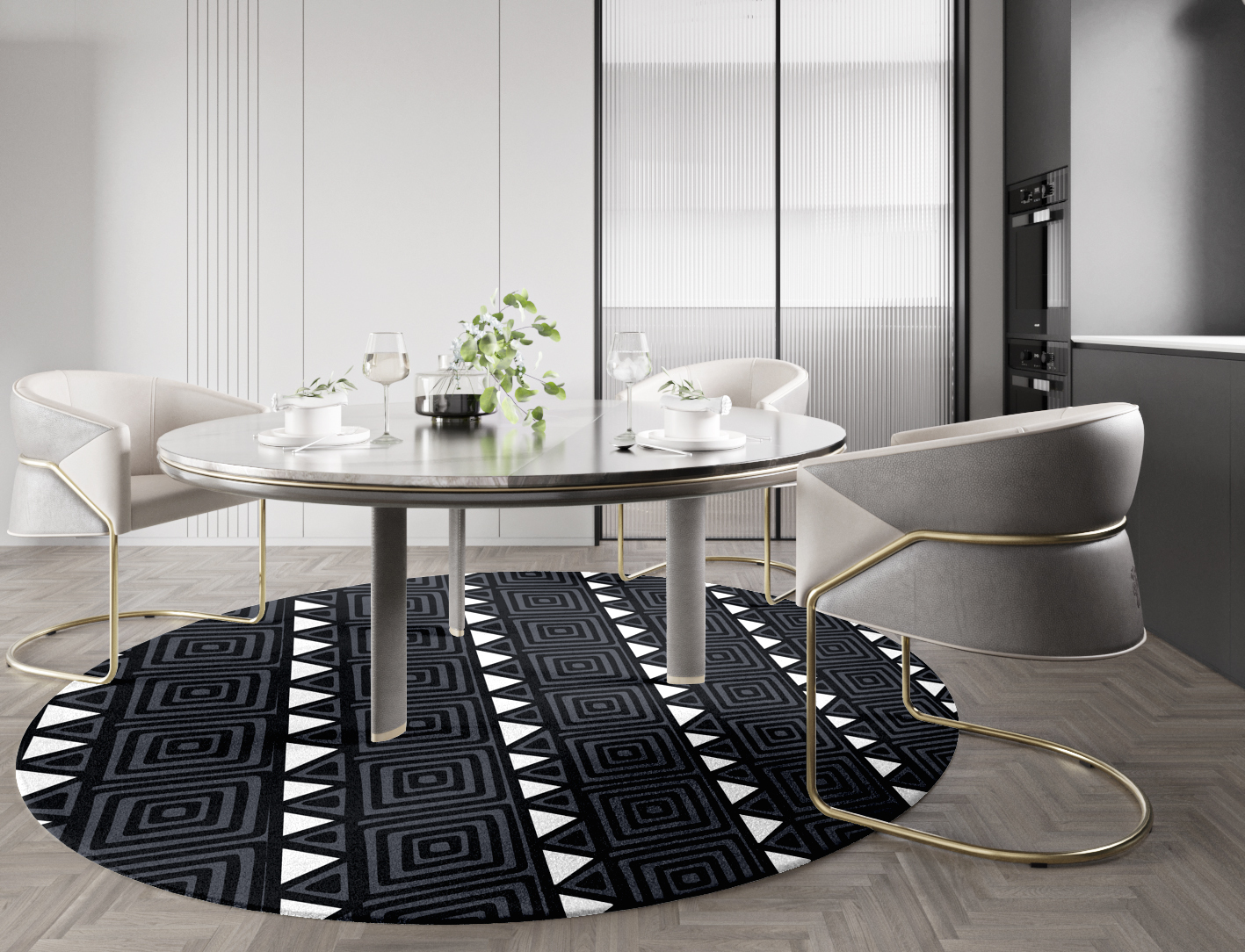 White Flag Monochrome Round Hand Knotted Tibetan Wool Custom Rug by Rug Artisan