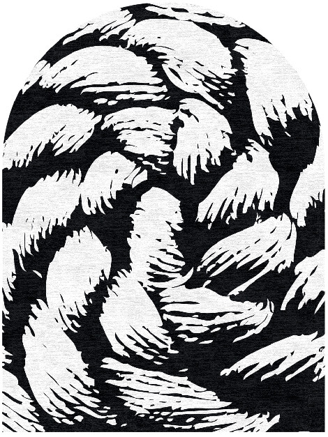 White Skein Monochrome Arch Hand Knotted Tibetan Wool Custom Rug by Rug Artisan
