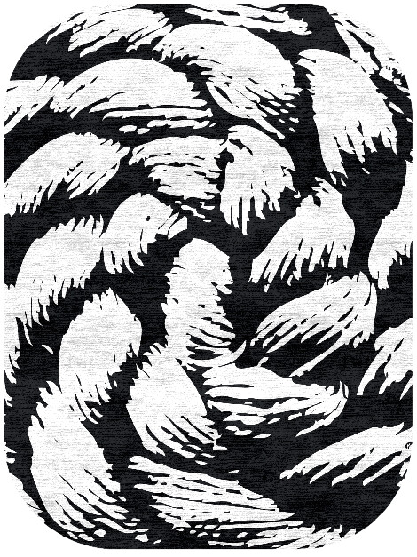 White Skein Monochrome Oblong Hand Knotted Bamboo Silk Custom Rug by Rug Artisan