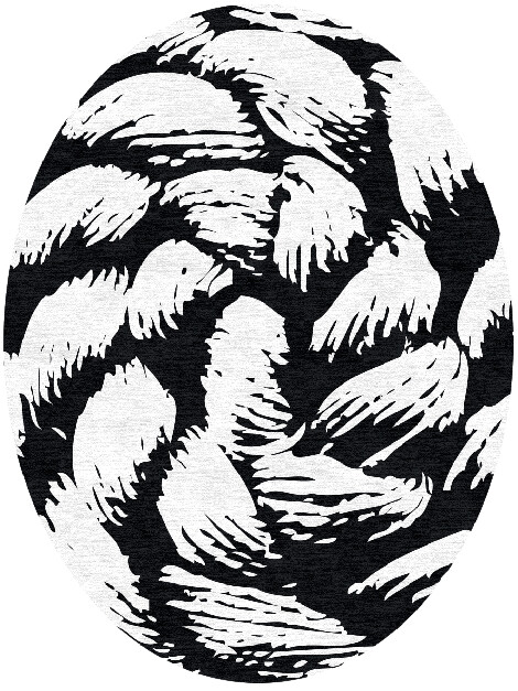 White Skein Monochrome Oval Hand Knotted Tibetan Wool Custom Rug by Rug Artisan