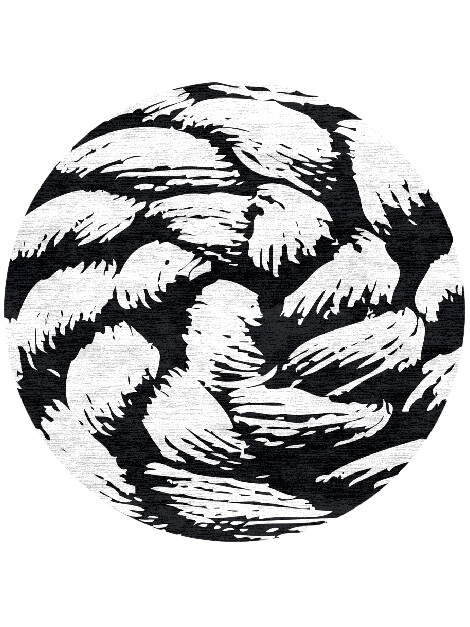 White Skein Monochrome Round Hand Knotted Bamboo Silk Custom Rug by Rug Artisan