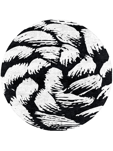 White Skein Monochrome Round Hand Tufted Bamboo Silk Custom Rug by Rug Artisan