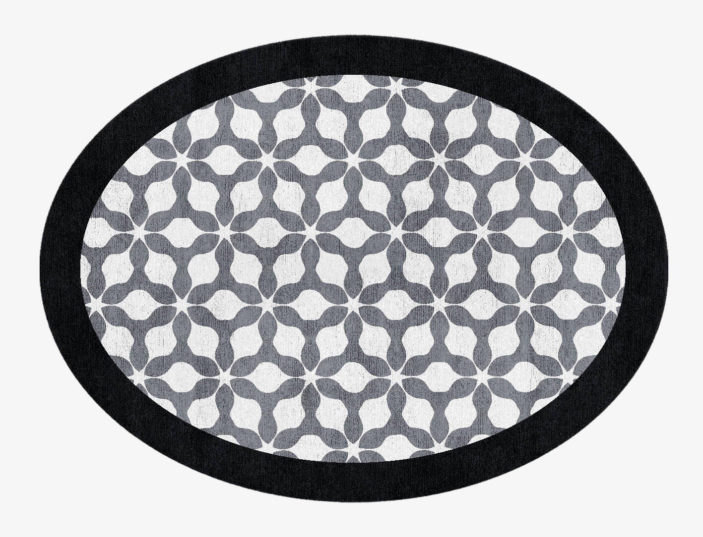 White Spinner Monochrome Oval Hand Knotted Bamboo Silk Custom Rug by Rug Artisan