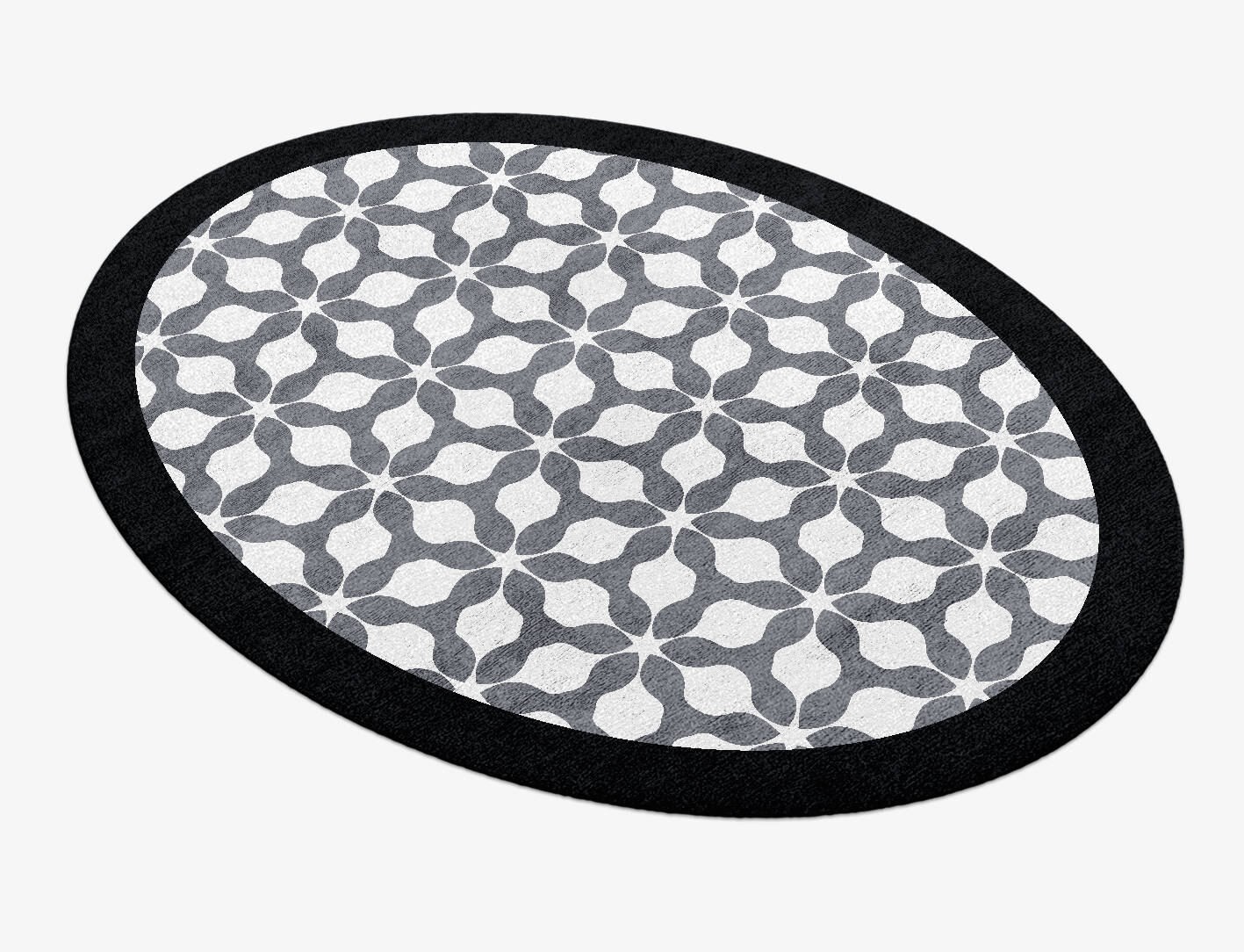 White Spinner Monochrome Oval Hand Knotted Bamboo Silk Custom Rug by Rug Artisan