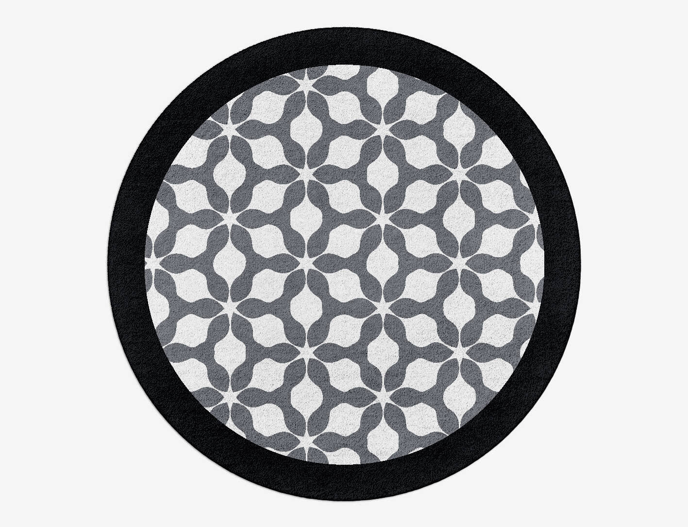 White Spinner Monochrome Round Hand Tufted Pure Wool Custom Rug by Rug Artisan